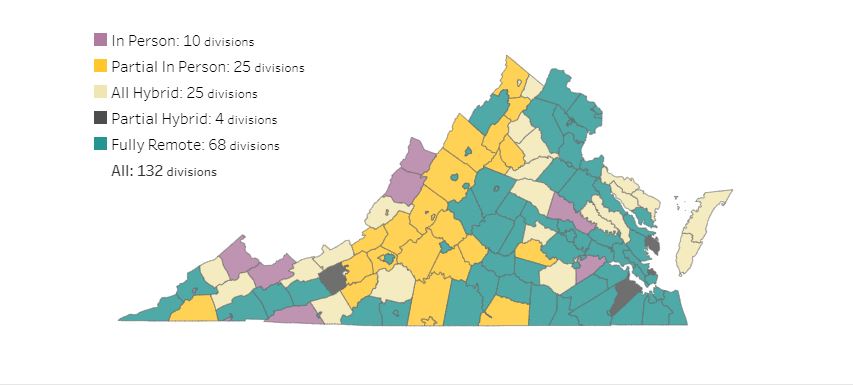UPDATE: 60 of 132 Virginia public school districts holding in-person ...